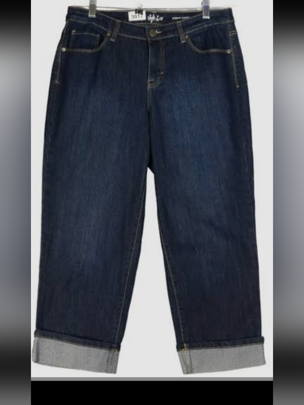 Style & Co Dark Blue Curvy Capri Jeans With Cuff